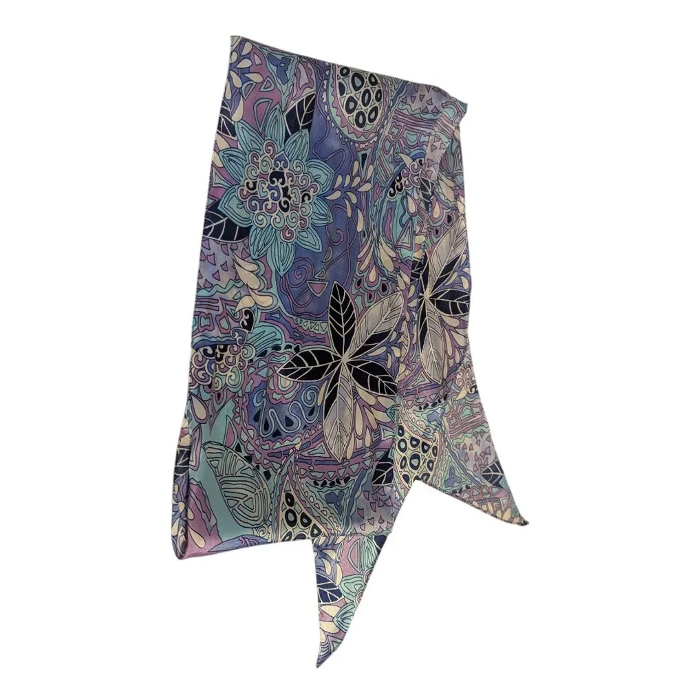 Vintage Paisley‎ Scarf 60's 70's Boho Sash Headband Neck MCM Psychedelic Satin